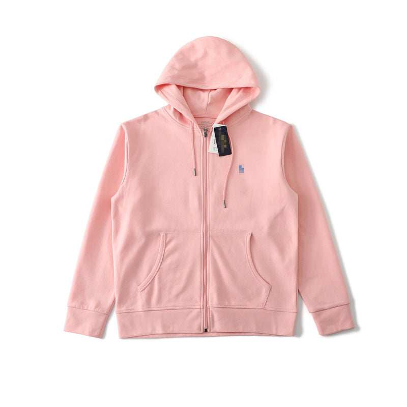 Embroidered Hooded Zip-Up hoodie RL